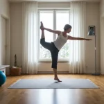 Persona che fa esercizi di ginnastica dolce a casa