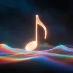 Immagina che rappresenta le canzoni con una sola nota disposta su un flusso colorato di armonie