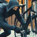 Un ladro che sta tentando d rubare una bici