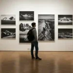 Immagine di mostre fotografiche con fotografie incorniciate appese a pareti bianche