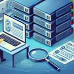 Illustrazione di web hosting con persona al computer