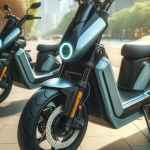 Scooter elettrici parcheggiati un una strada di città