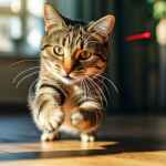 Gatto che gioca in una casa