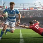 Immagine dinamica di una partita di rugby in azione