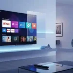 Immagine di moderno smart tv sulla parete