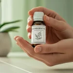Mani che reggono un preparato di omeopatia