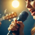 Immagine di ragazza intenta a cantare in un microfono