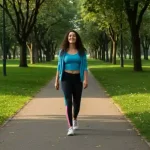 Persona che cammina in un parco cittadino