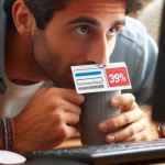 Persona che controlla sul monitori del pc gli sconti online