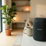 Smart speaker appoggiato ad una cucina in una casa moderna
