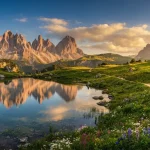 Tipico panorama che cattura l'essenza delle vacanze in Alto Adige: maestosità delle Dolomiti e natura curata.