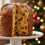 Panettone tradizionale con luci di Natale