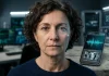 Primo piano di un volto umano diviso tra tratti reali, reticolo digitale e audio per la rilevazione di deepfake AI
