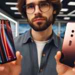 Ragazzo che si fa domande sulla durata dello smartphone in un negozio
