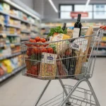 Carrello della spesa in punto vendita di catene di supermercati italiani