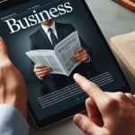 Persona che legge una rivista di economia online