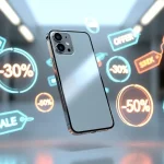 Smartphone e offerte di sconto in stile olografico