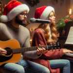 Ragazzi cantano testi di di canzoni di Natale
