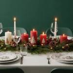 Tavola eleganti rponta per i piatti tradizionali del menu di Natale