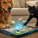 Animali che giocano con gadget tecnologici