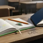 Foto di diari scolastici su banco di scuola