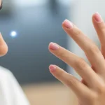 Persona si guarda le unghie di una mano per scroprire la sua salute