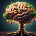 Immagine ispiratrice di un cervello umano stilizzato come un albero vigoroso con rami che fioriscono
