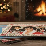 Copertine di dischi in vinile delle 10 canzoni di Natale più popolari di sempre in atmosfera natalizia