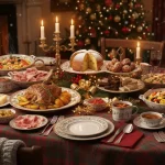 Piatti tipici regionali della cucina natalizia in un'atmosfera calda e accogliente