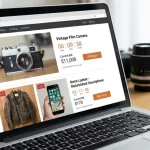 Aste online di prodotti sullo schermo di un pc portatile