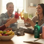 Persone che brindano al dry january con bevande analcoliche