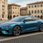 Auto ibrida elettrica parcheggiata in città italiana