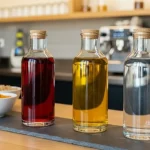 Bevande fermentate fai da te su tavolo in cucina con ingredienti