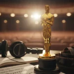Primo piano ravvicinato della statuetta dorata dei Premi Oscar