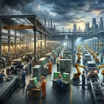 Illustrazione delle varie fasi della rivoluzione industriale
